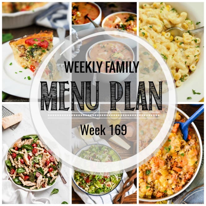 Weekly Family Meal Plan- Featuring several main dishes, a side dish, a soup, a breakfast, and two desserts!