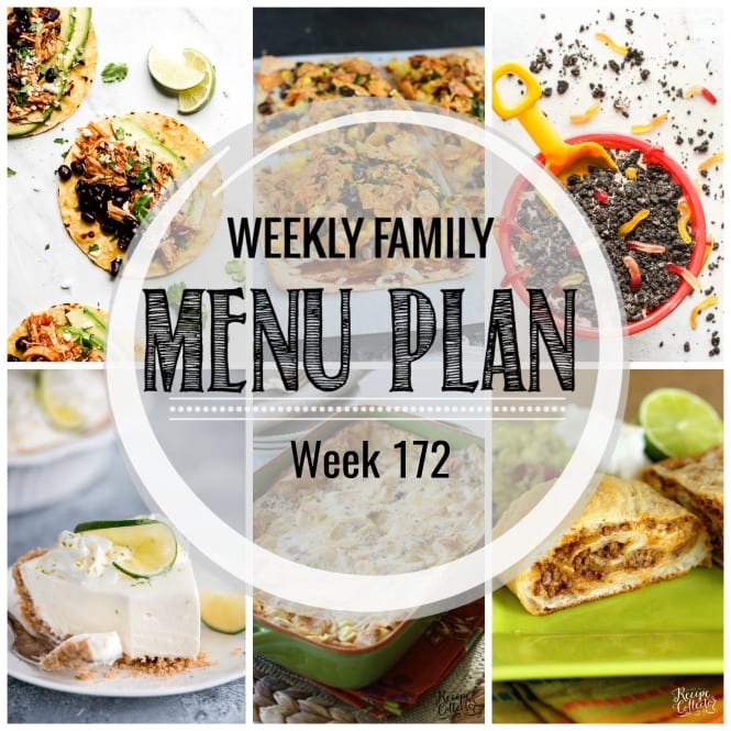 Weekly Family Meal Plan- Featuring several main dishes, a side dish, a soup, a breakfast, and two desserts!