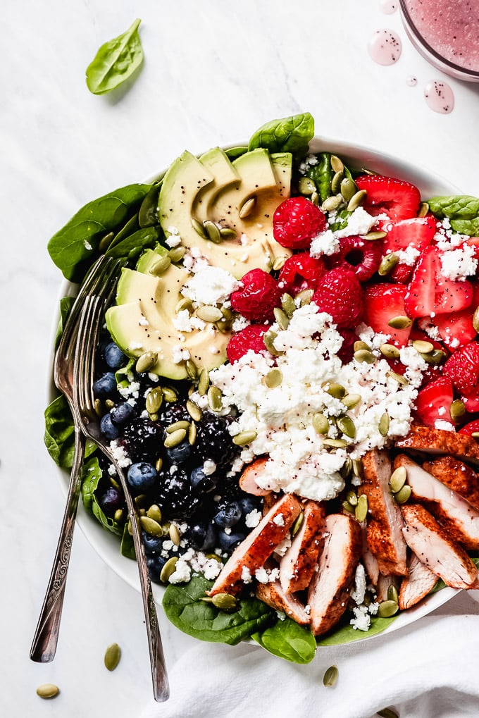 Berry Chicken Spinach Salad