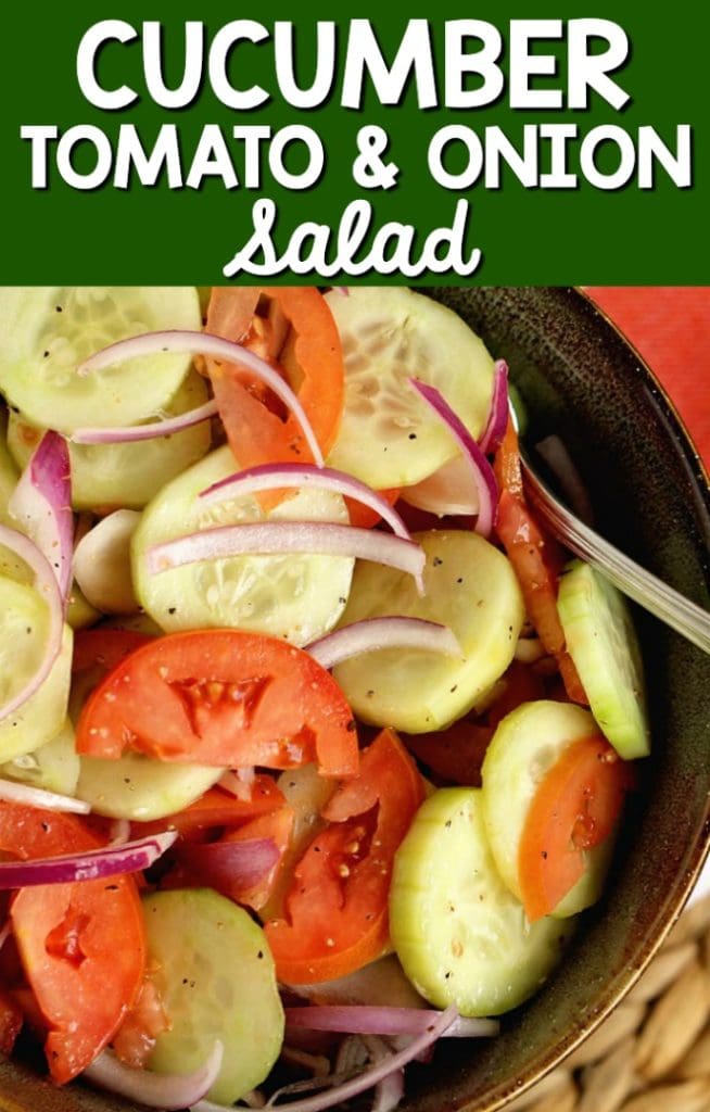 Cucumber, Tomato, and Onion Salad- A wonderful make-ahead salad recipe to use up those fresh garden vegetables!  It makes a great side dish to so many meals!