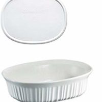 CorningWare French White 1.5 Quart Oval Casserole Bundle: 1.5 Oval with Plastic Lid