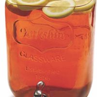 Circleware 66944 Sun Tea Mini Mason Jar Glass Beverage Dispenser with Metal Lid Glassware For Water, Juice, Beer, Wine, Liquor, Kombucha Iced Punch & Best Cold Drinks, Classic, Yorkshire 1 Gallon