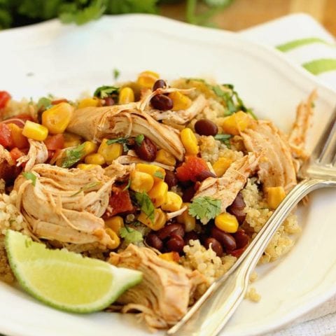 Instant Pot Santa Fe Chicken over Quinoa - An easy healthy instant pot chicken recipe perfect for dinner or make-ahead lunches for your week!