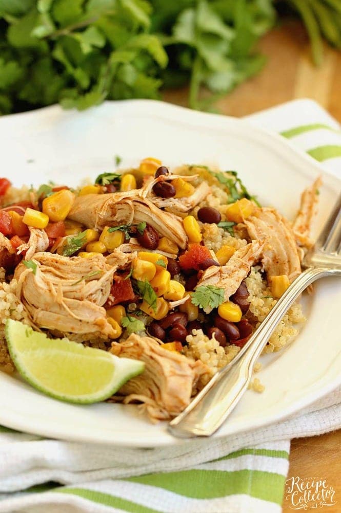 Instant Pot Santa Fe Chicken over Quinoa - An easy healthy instant pot chicken recipe perfect for dinner or make-ahead lunches for your week!