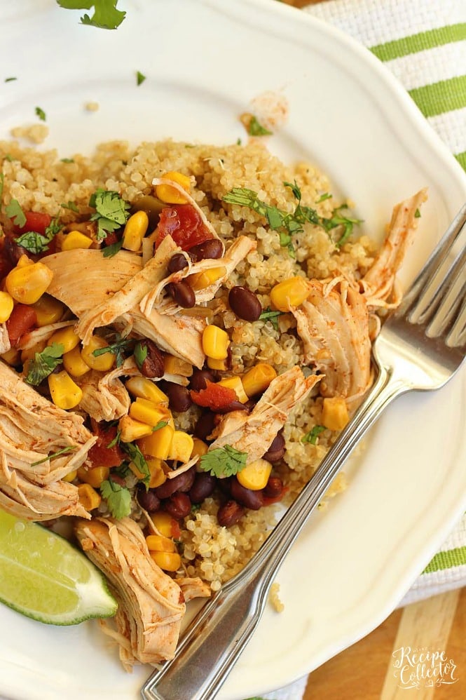 Instant Pot Santa Fe Chicken over Quinoa - An easy healthy instant pot chicken recipe perfect for dinner or make-ahead lunches for your week!