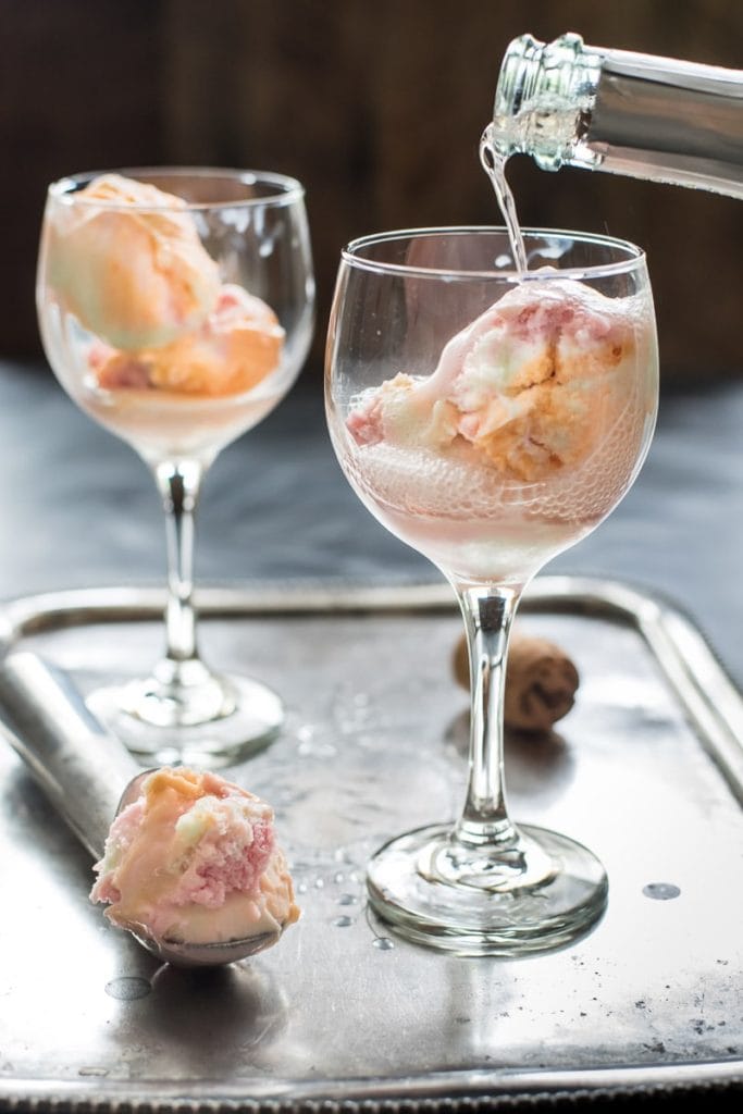 Rainbow Sherbet Champagne Floats