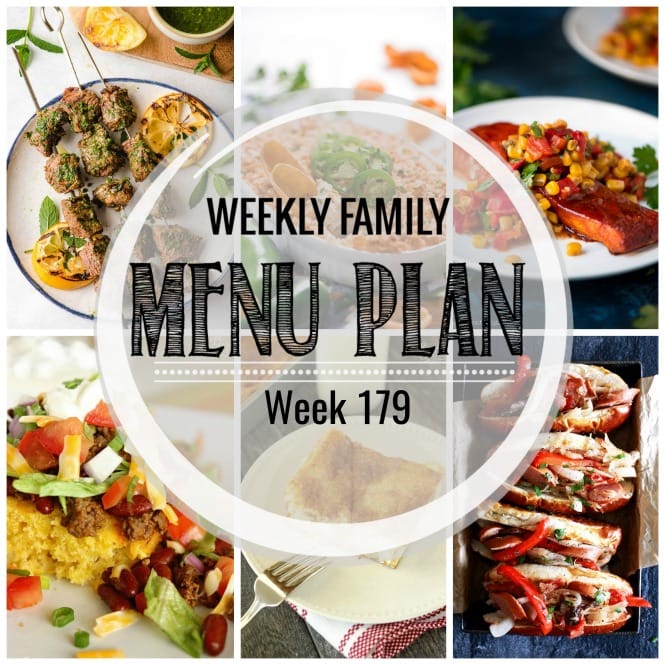 Weekly Family Meal Plan- Featuring several main dishes, a side dish, a soup, a breakfast, and two desserts!