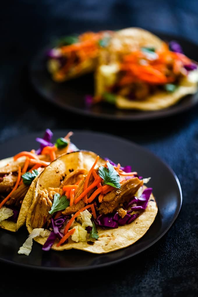 Slow Cooker Hoisin Chili Chicken Tacos