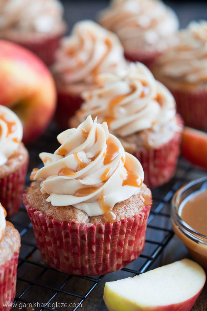 Spiced Apple Cupcakes with Caramel Frosting