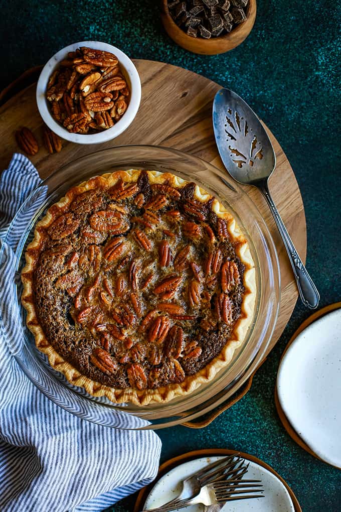 Dark Chocolate Brownie Pecan Pie