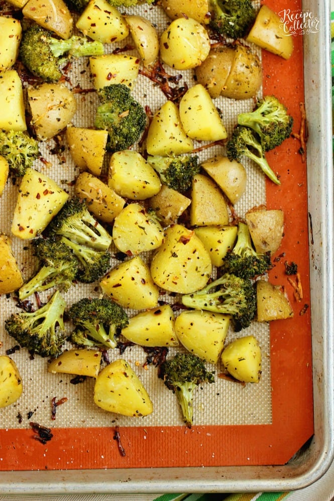 Spicy Parmesan Potatoes and Broccoli - An EASY and healthy side dish recipe filled with flavor.  