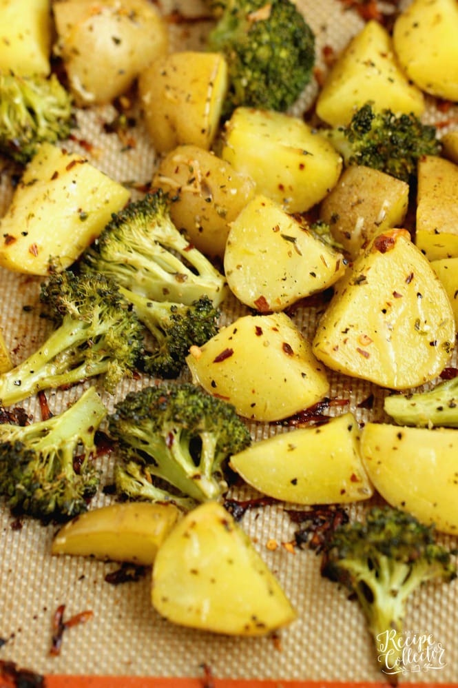 Spicy Parmesan Potatoes and Broccoli - An EASY and healthy side dish recipe filled with flavor.  