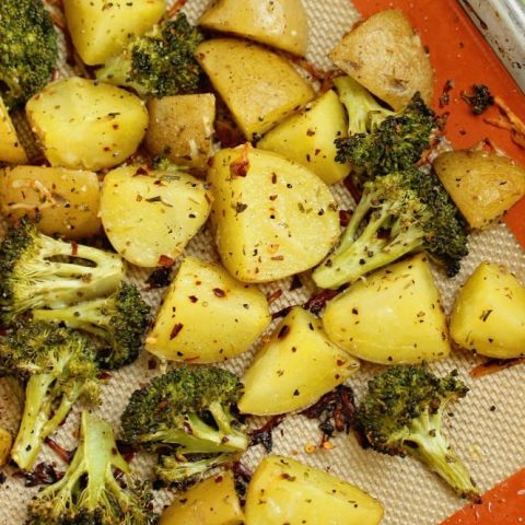 Spicy Parmesan Potatoes and Broccoli - An EASY and healthy side dish recipe filled with flavor.  