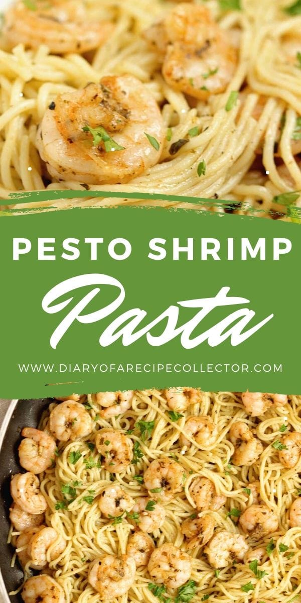 Easy 15 Minute Basil Pesto Shrimp Pasta - A quick and easy shrimp dinner recipe idea!