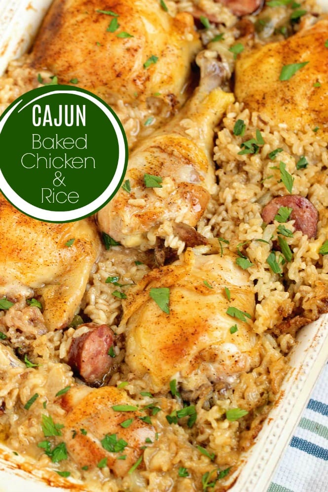 Cajun Baked Chicken and Rice - An easy to put together delicious chicken dinner recipe that will leave your home smelling amazing!