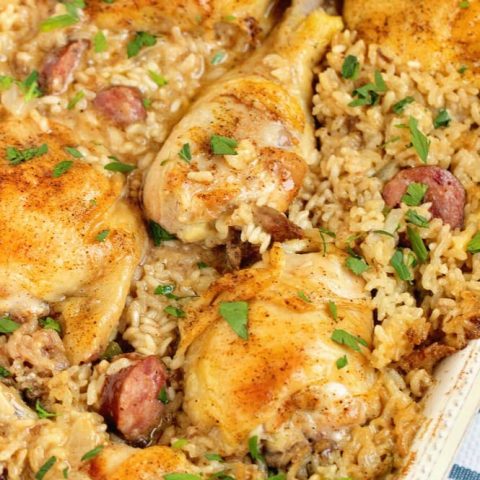 Cajun Baked Chicken and Rice - An easy to put together delicious chicken dinner recipe that will leave your home smelling amazing!