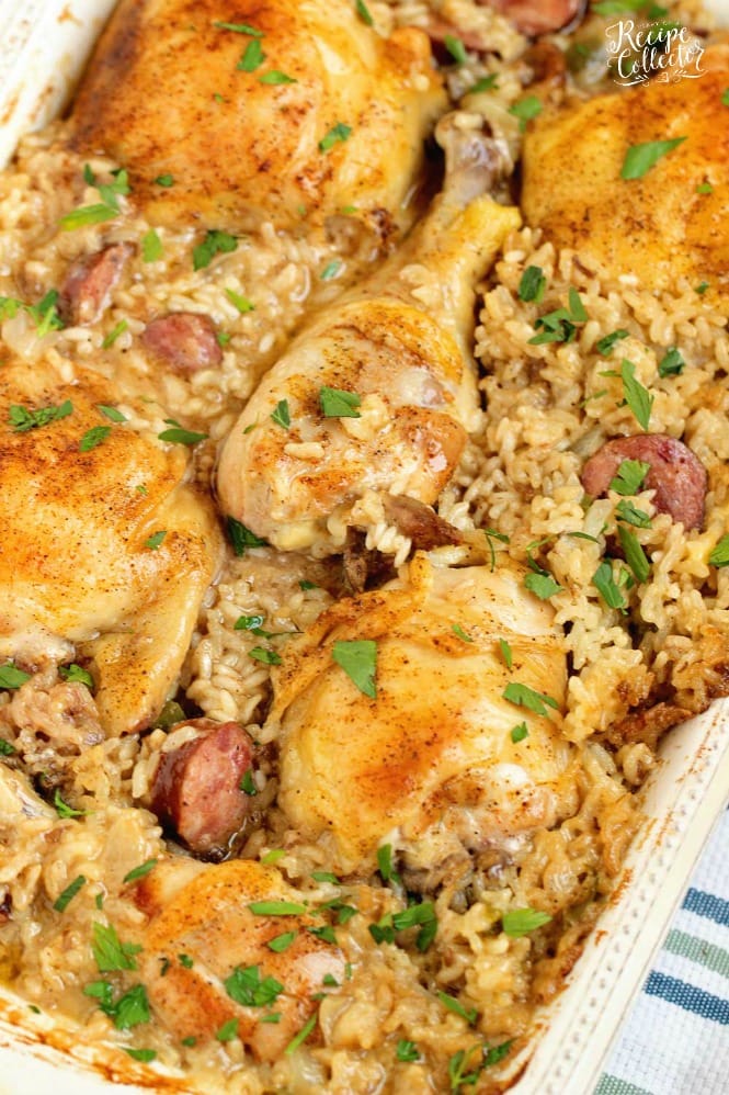 Cajun Baked Chicken and Rice - An easy to put together delicious chicken dinner recipe that will leave your home smelling amazing!