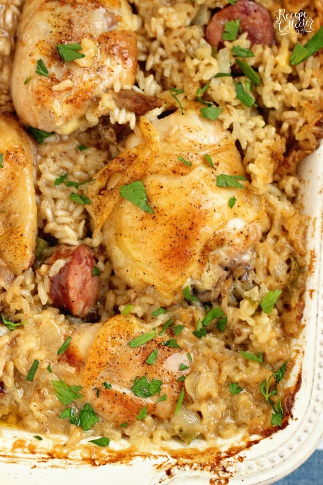 Cajun Baked Chicken and Rice - An easy to put together delicious chicken dinner recipe that will leave your home smelling amazing!