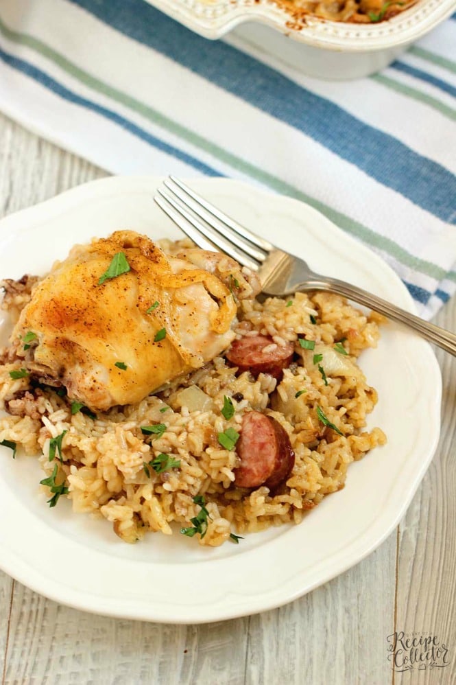 Cajun Baked Chicken and Rice - An easy to put together delicious chicken dinner recipe that will leave your home smelling amazing!