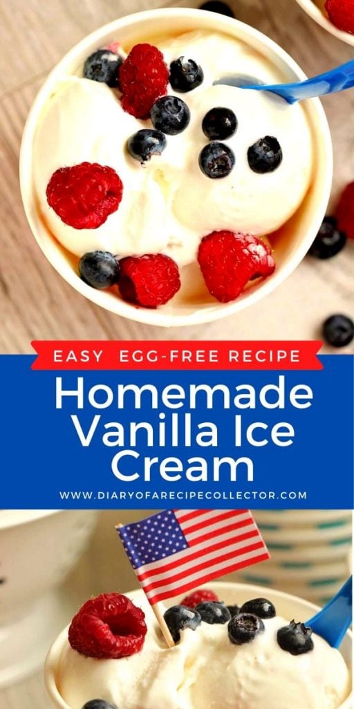 Easy Homemade Vanilla Ice Cream - This easy ice cream recipe is only 5 ingredients and egg-free.  We are making it on repeat around our house all summer!