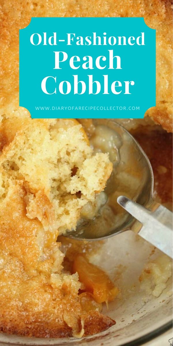 Old-Fashioned Peach Cobbler Recipe - A quick and easy to prepare cobbler with a light sweetened buttery cake topping!  