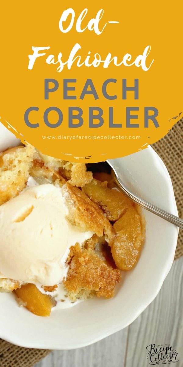 Old-Fashioned Peach Cobbler Recipe - A quick and easy to prepare cobbler with a light sweetened buttery cake topping!  