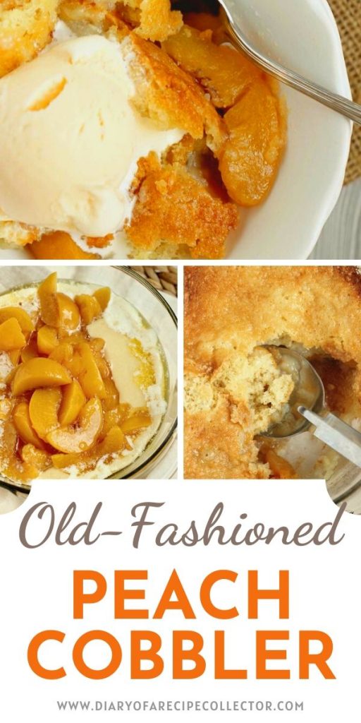 Old-Fashioned Peach Cobbler Recipe - A quick and easy to prepare cobbler with a light sweetened cake topping!  