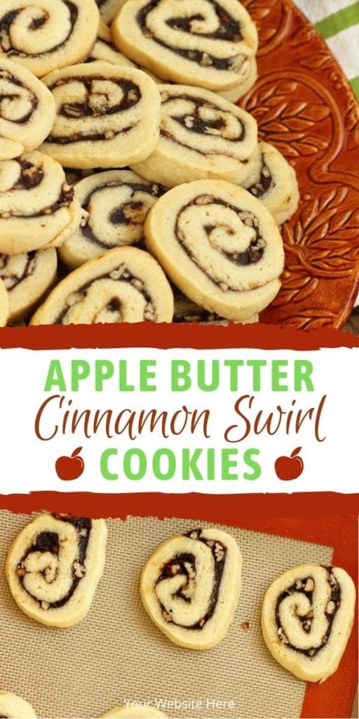 Apple Butter Cinnamon Swirl Cookies - A perfect Fall cookie recipe with an easy homemade dough and a cinnamon sugar apple butter filling.