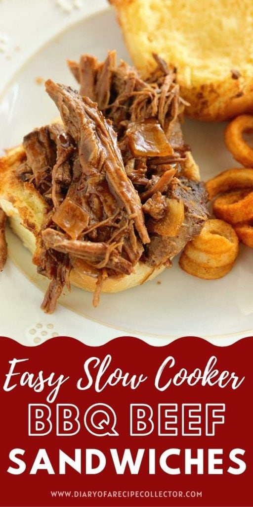 Simple Slow Cooker BBQ Beef Sandwiches - An incredibly easy slow cooker dinner recipe with a simple homemade barbecue sauce that simmers away all day.