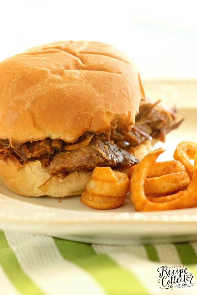 Simple Slow Cooker BBQ Beef Sandwiches - An incredibly easy slow cooker dinner recipe with a simple homemade barbecue sauce that simmers away all day.