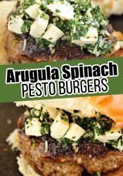 Arugula Spinach Pesto Burgers