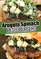 Arugula Spinach Pesto Burgers