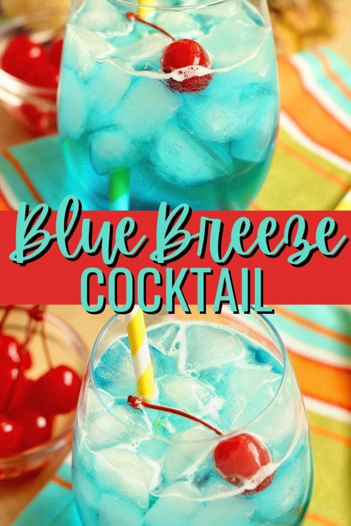 Blue Breeze Cocktail - Transport yourself straight to the beach with this tropical cocktail made with coconut rum, blue curacao, pineapple nectar, and Sprite.