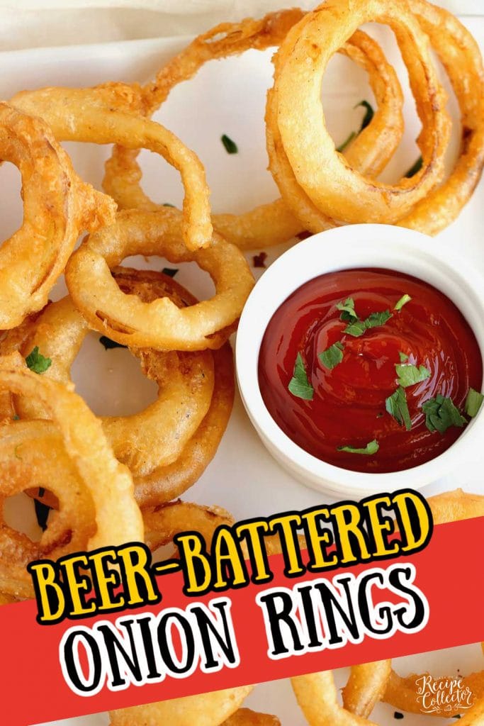 Beer Battered Onion Rings - Homemade beer battered onion rings are super easy!!  Plus, they only take a few ingredients to whip up at home!