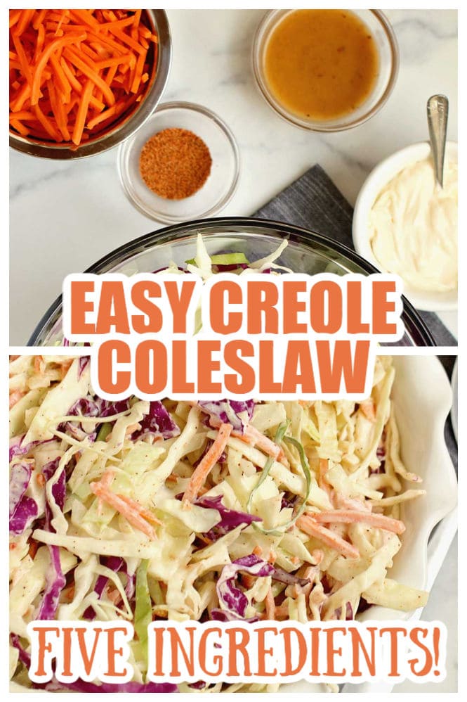 Easy Creole Coleslaw - This quick and easy coleslaw is packed with Cajun Creole flavors and only takes a few ingredients to make!