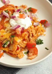 Make-Ahead Chicken Enchilada Stack - A quick and easy freezer-friendly recipe that is a perfect busy weeknights. 