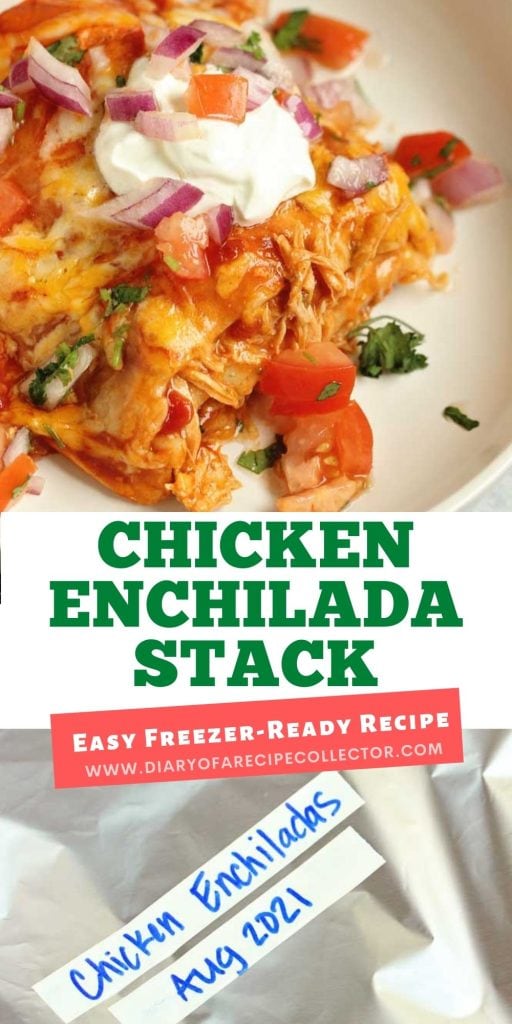 Make-Ahead Chicken Enchilada Stack - A quick and easy freezer-friendly recipe that is a perfect busy weeknights. 