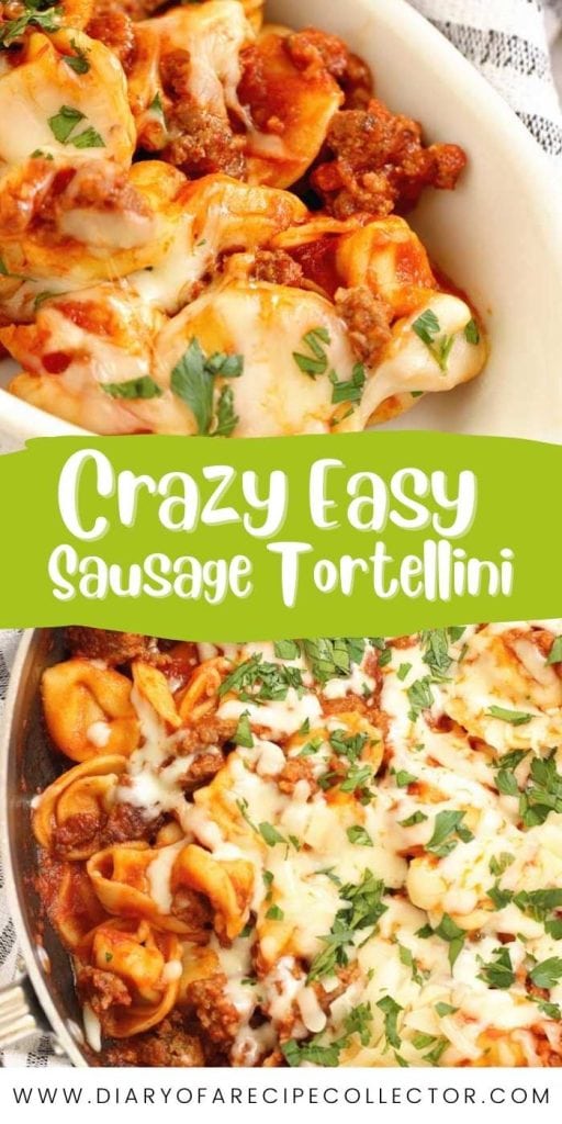Easy Sausage Tortellini Pasta - This pasta recipe has become a dinner time favorite around here!  It's filled with cheese tortellini and breakfast sausage, which gives this one its delicious flavor!