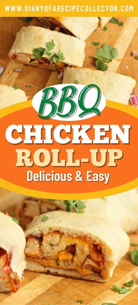 BBQ Chicken Roll-Up - An easy meal idea using refrigerated pizza dough, grilled chicken, your favorite barbecue sauce, cheddar, cilantro, and red onion. 