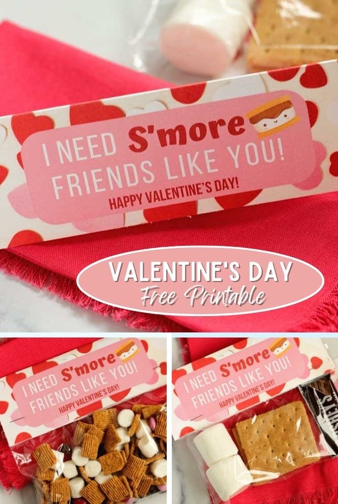 Valentine's Day S'more Printable - Here's a fun idea for Valentine's Day treats!  It's perfect for a quick s'more treat mix or an individual s'more treat!