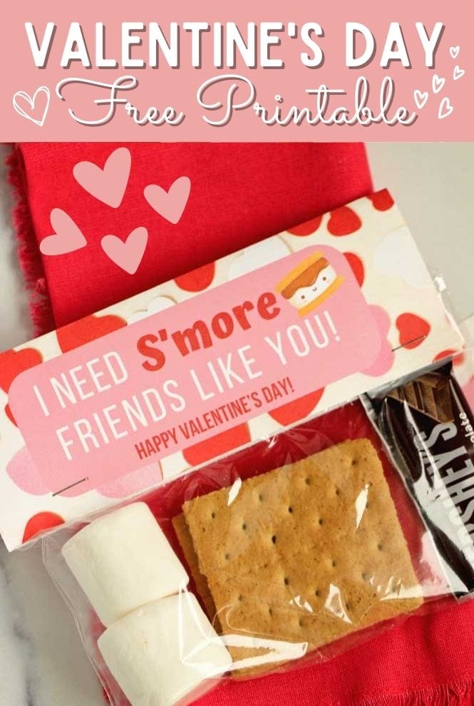 Valentine's Day S'more Printable - Here's a fun idea for Valentine's Day treats!  It's perfect for a quick s'more treat mix or an individual s'more treat!