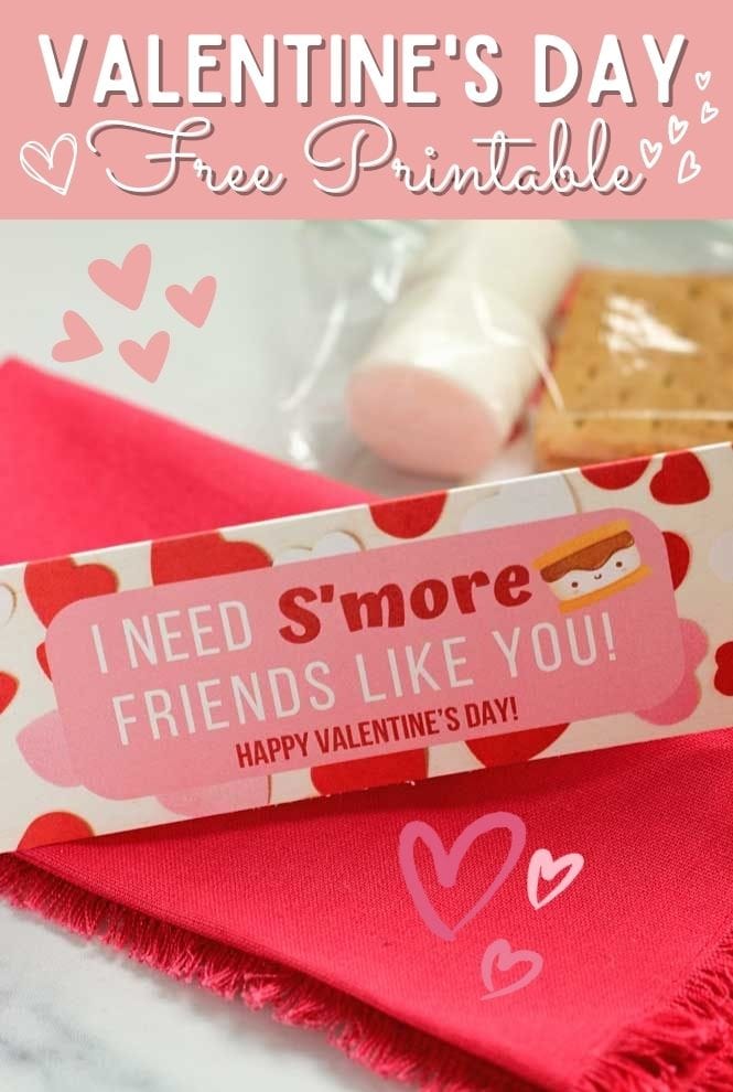 Valentine's Day S'more Printable - Here's a fun idea for Valentine's Day treats!  It's perfect for a quick s'more treat mix or an individual s'more treat! 