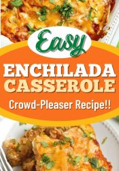 Baked Enchilada Casserole - A total crowd pleasing Mexican casserole recipe filled with layers of white corn tortillas, enchilada sauce, refried beans, meat sauce, and shredded cheese.  Plus, it has a little secret ingredient to give it that great flavor! 