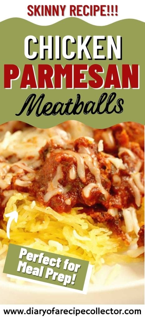 Skinny Chicken Parmesan Meatballs - A low-carb, low-calorie delicious dinner recipe and served over roasted spaghetti squash!