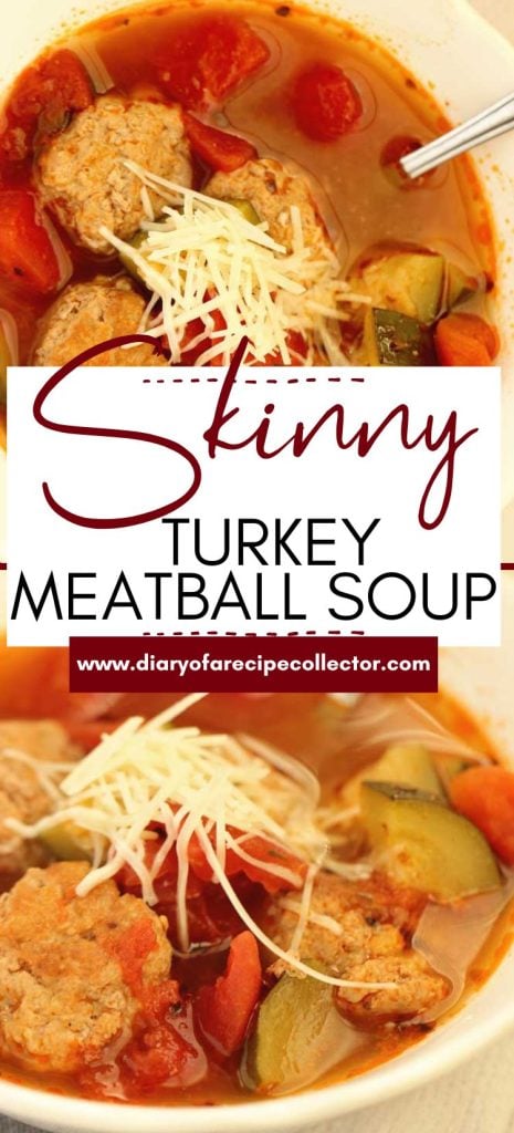 This Skinny Turkey Meatball Soup is an easy and quick low-calorie and high protein dinner or lunch idea! 