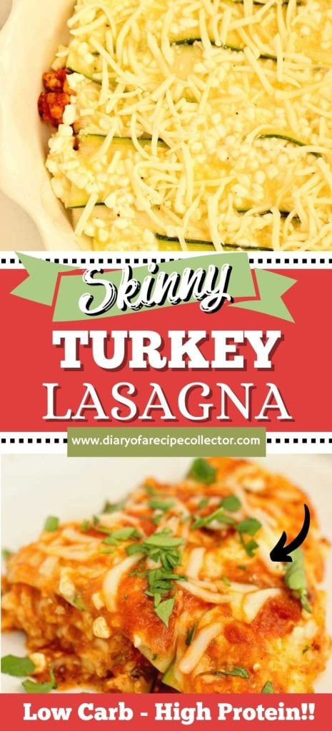 Skinny Turkey Lasagna - A low-carb, high protein, and low calorie dinner recipe!  You won't even miss the pasta! 