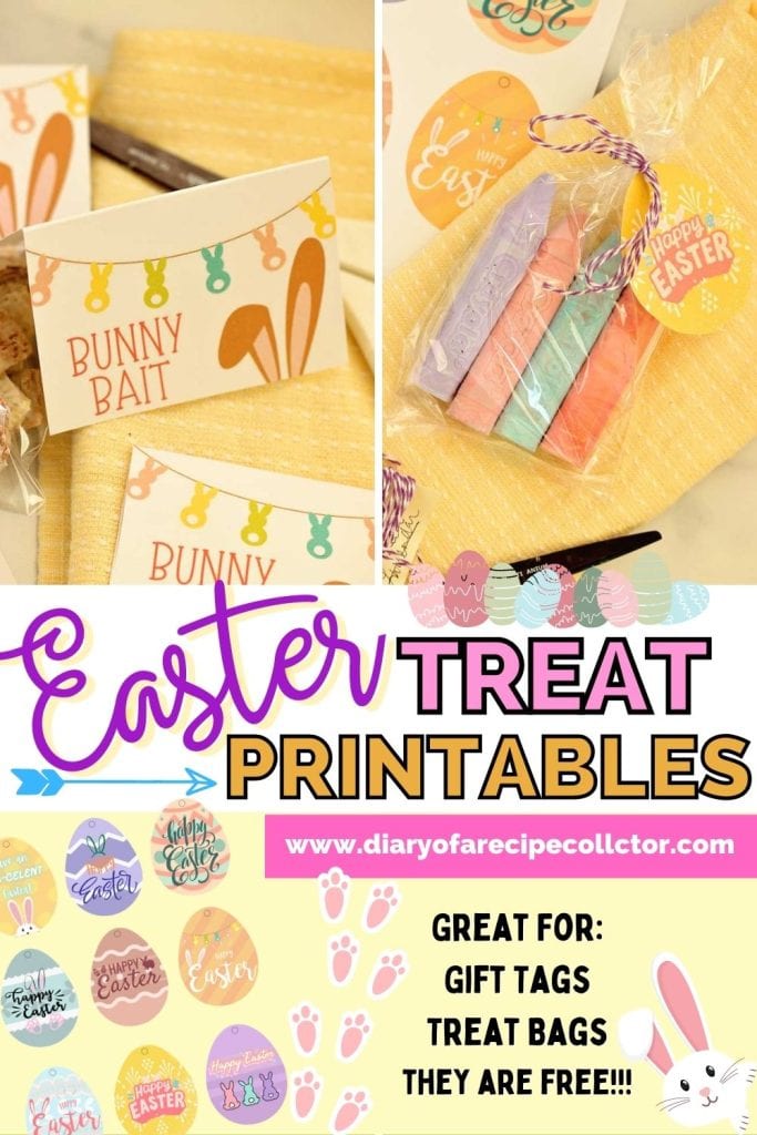 Free Easter Printables - Check out these cute printable ideas perfect for tags on Easter basket treats and treat toppers for some yummy Bunny Bait!