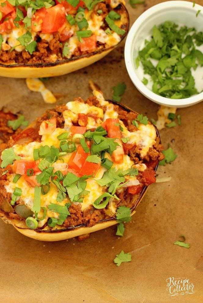 Taco Spaghetti Squash - Enjoy your taco spaghetti night with this low-carb, keto-friendly, lean and green recipe!  