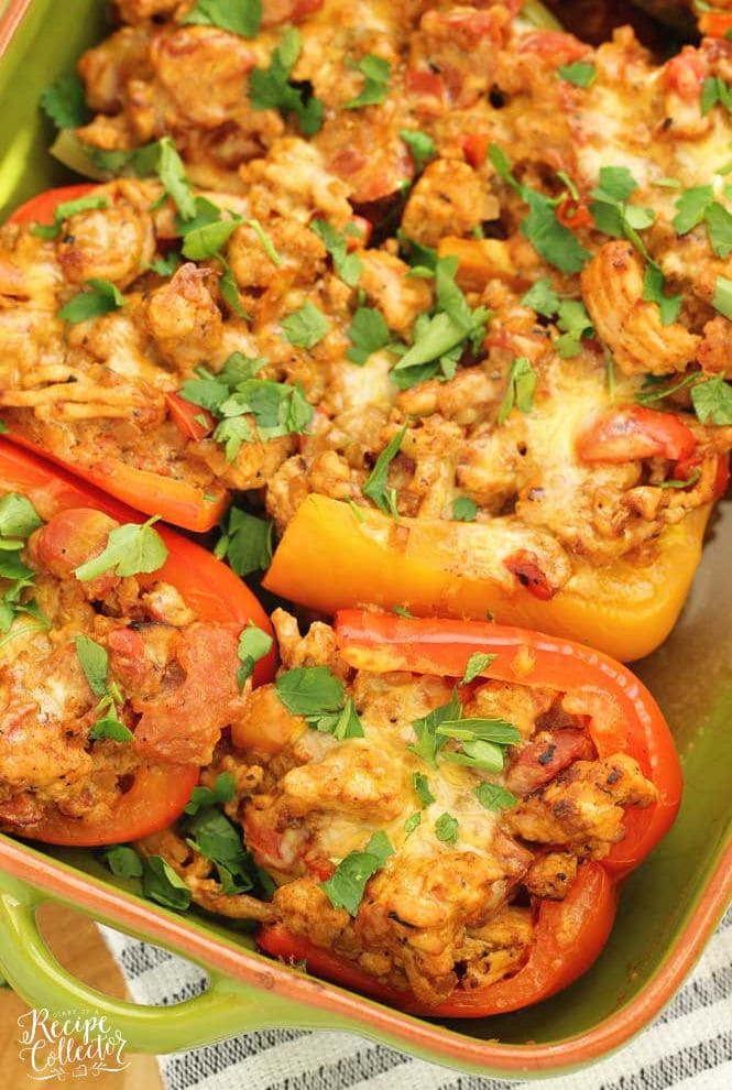 Skinny Stuffed Peppers - A delicious low-calorie, low-carb, and high protein recipe filled with ground turkey. 