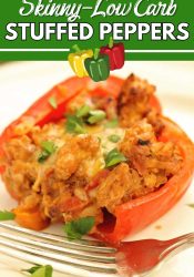 Skinny Stuffed Peppers - A delicious low-calorie, low-carb, and high protein recipe filled with ground turkey. 